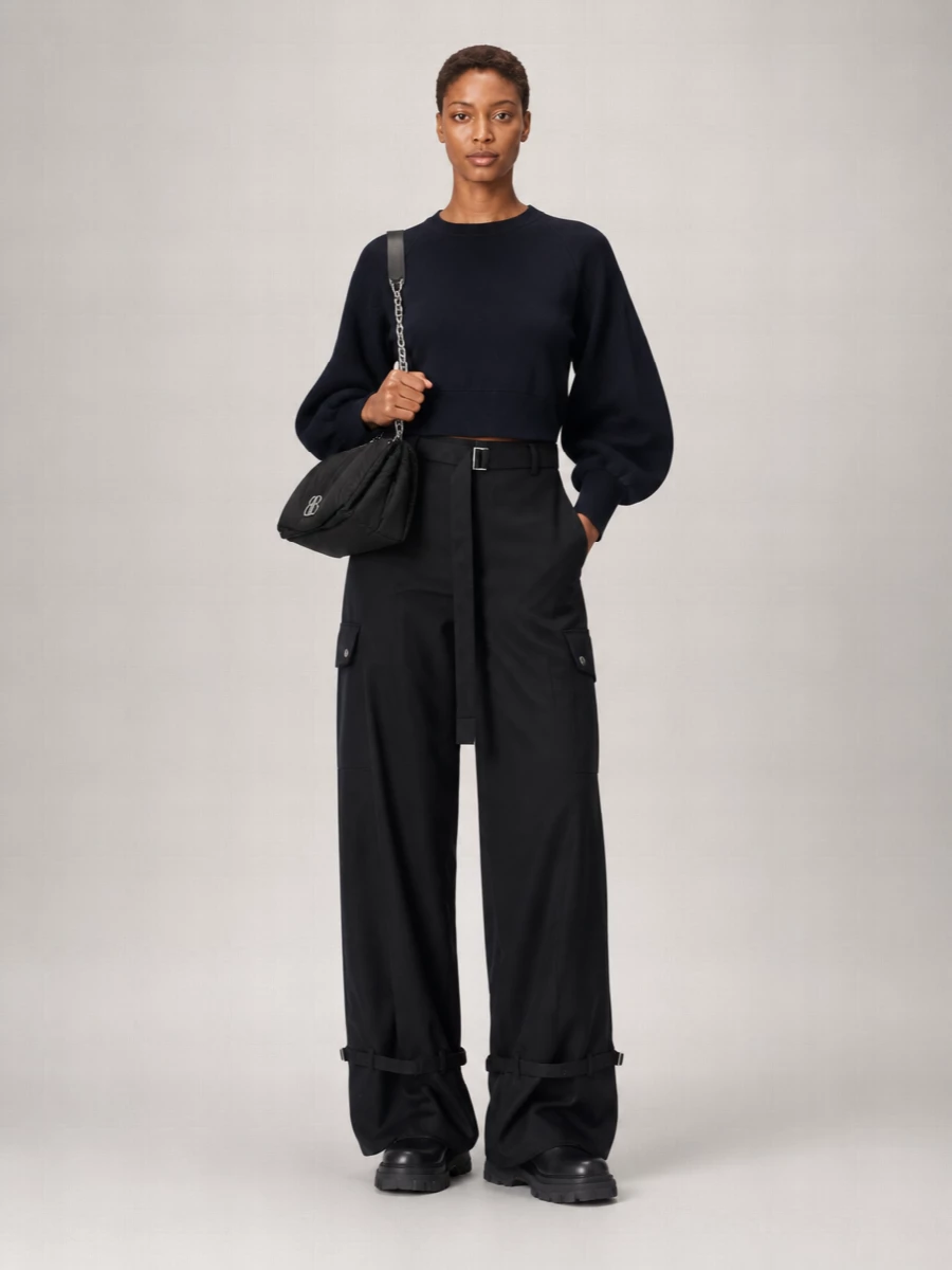 Sacai Cropped Balloon Sleeve Sweatshirt