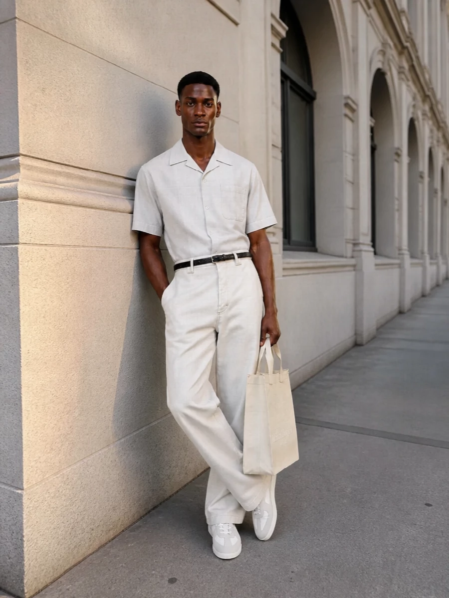 Maison margiela wide leg trousers white camp shirt