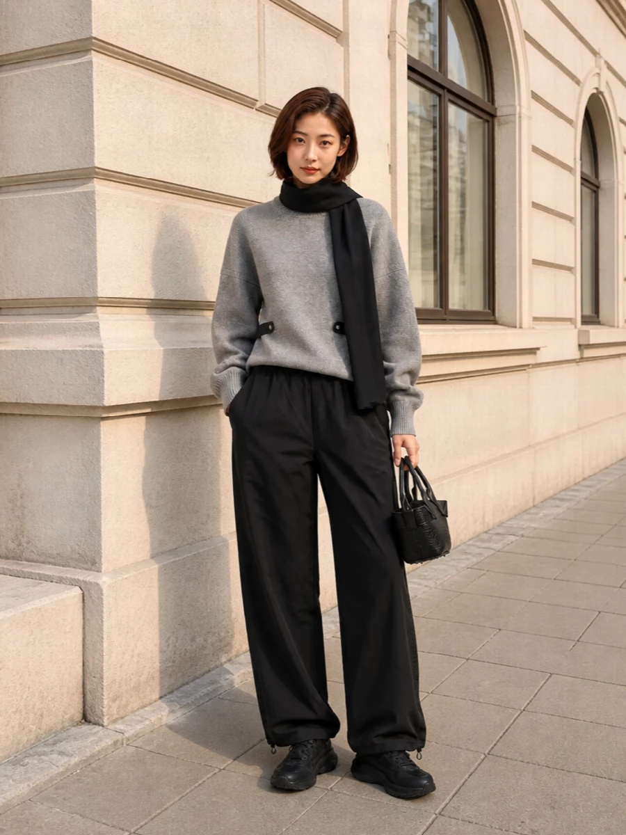 Alexander wang track pants grey sweatshirt outfit
