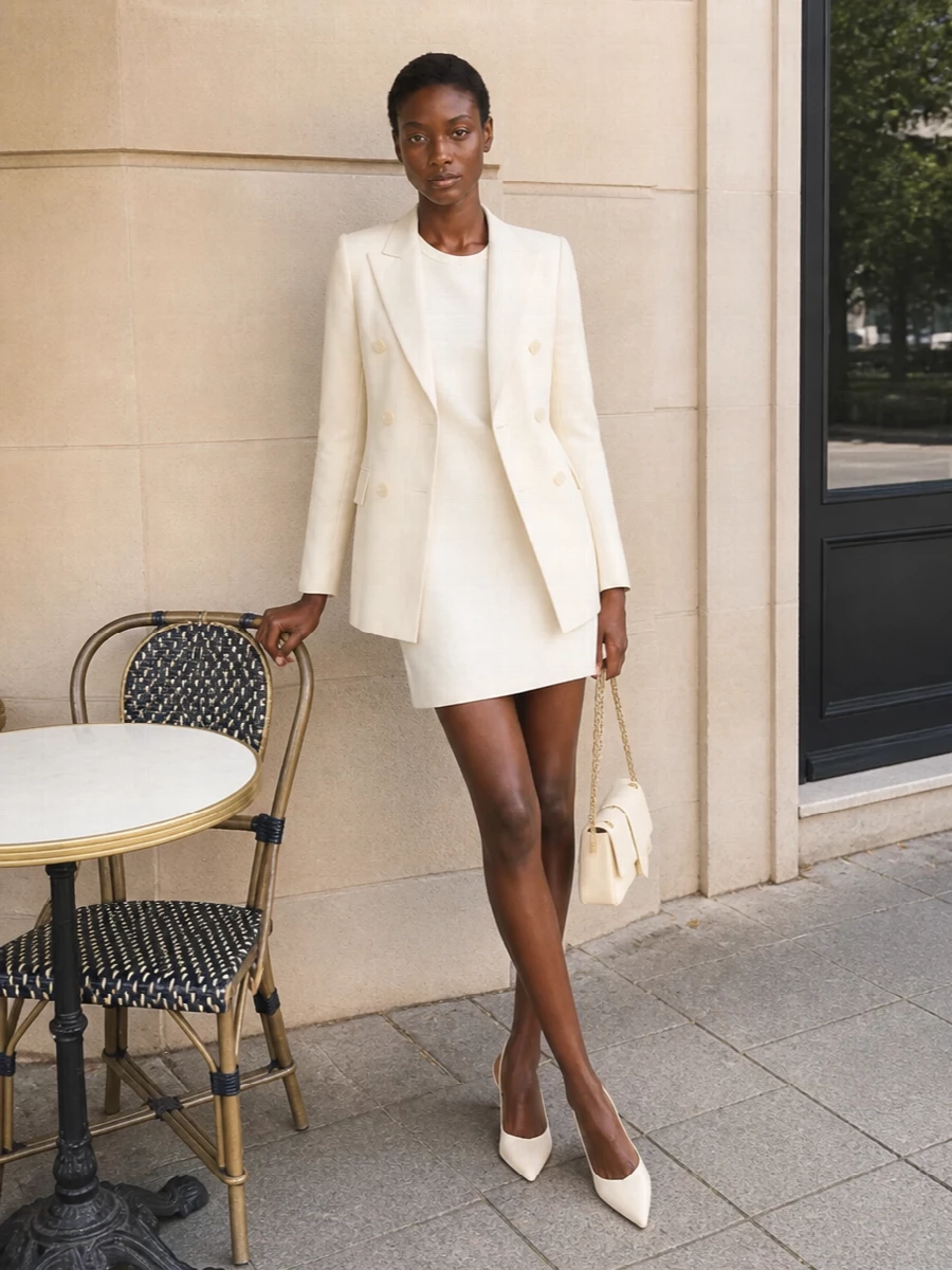 Max mara ivory mini dress jimmy choo heels