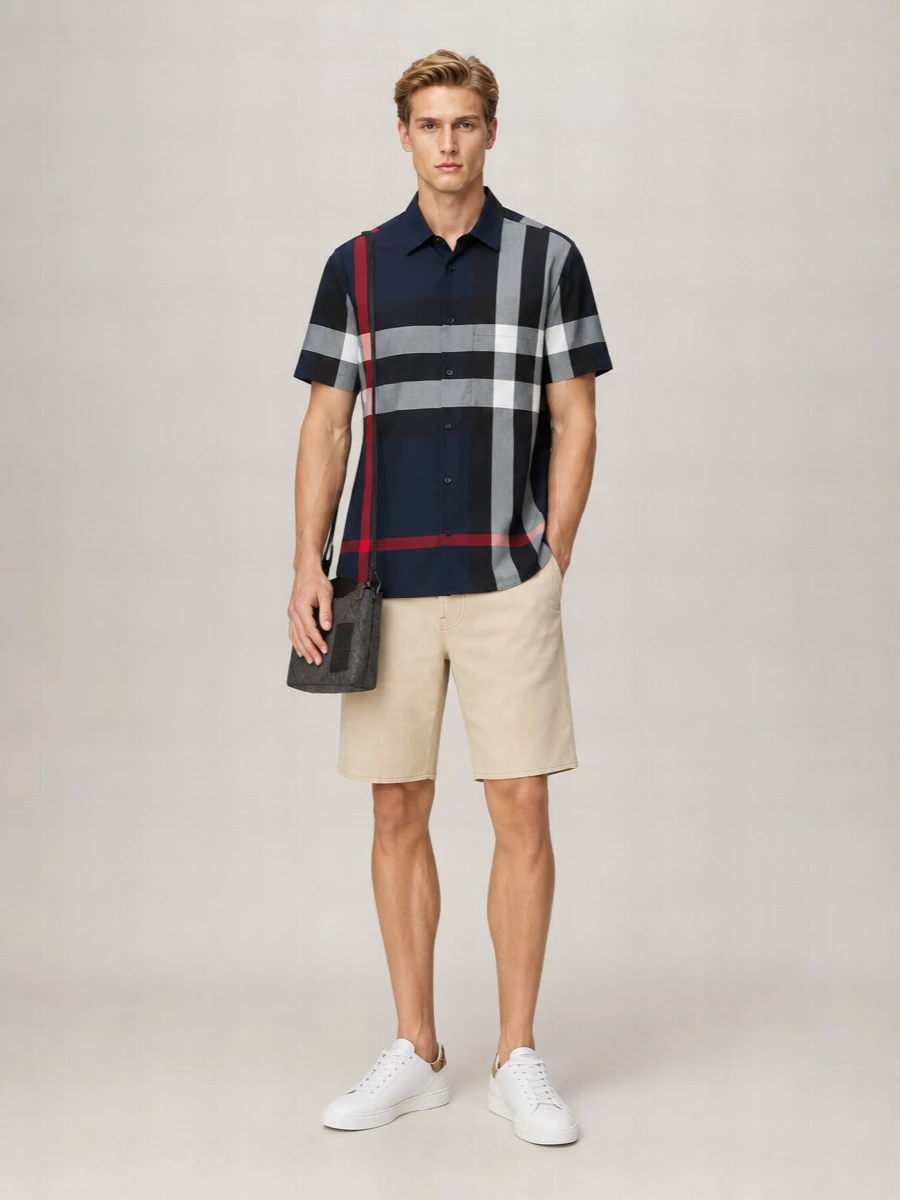 Burberry Checked Cotton Short-Sleeve Shirt