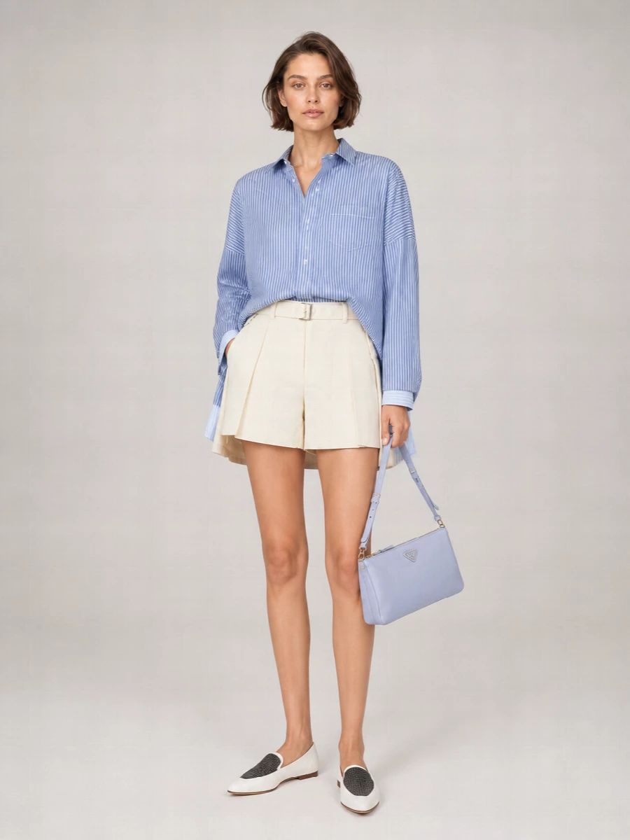 Sacai Striped Oversized Poplin Shirt