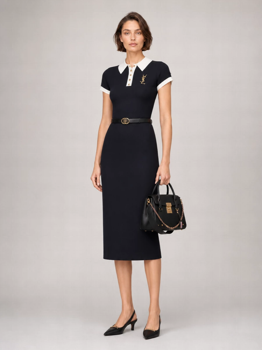 Thom Browne Wool Polo Midi Dress