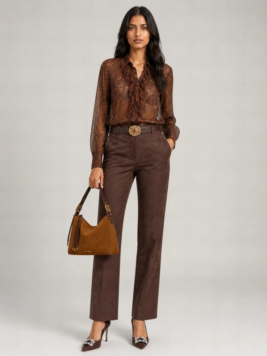 Etro Silk Paisley Ruffled Shirt