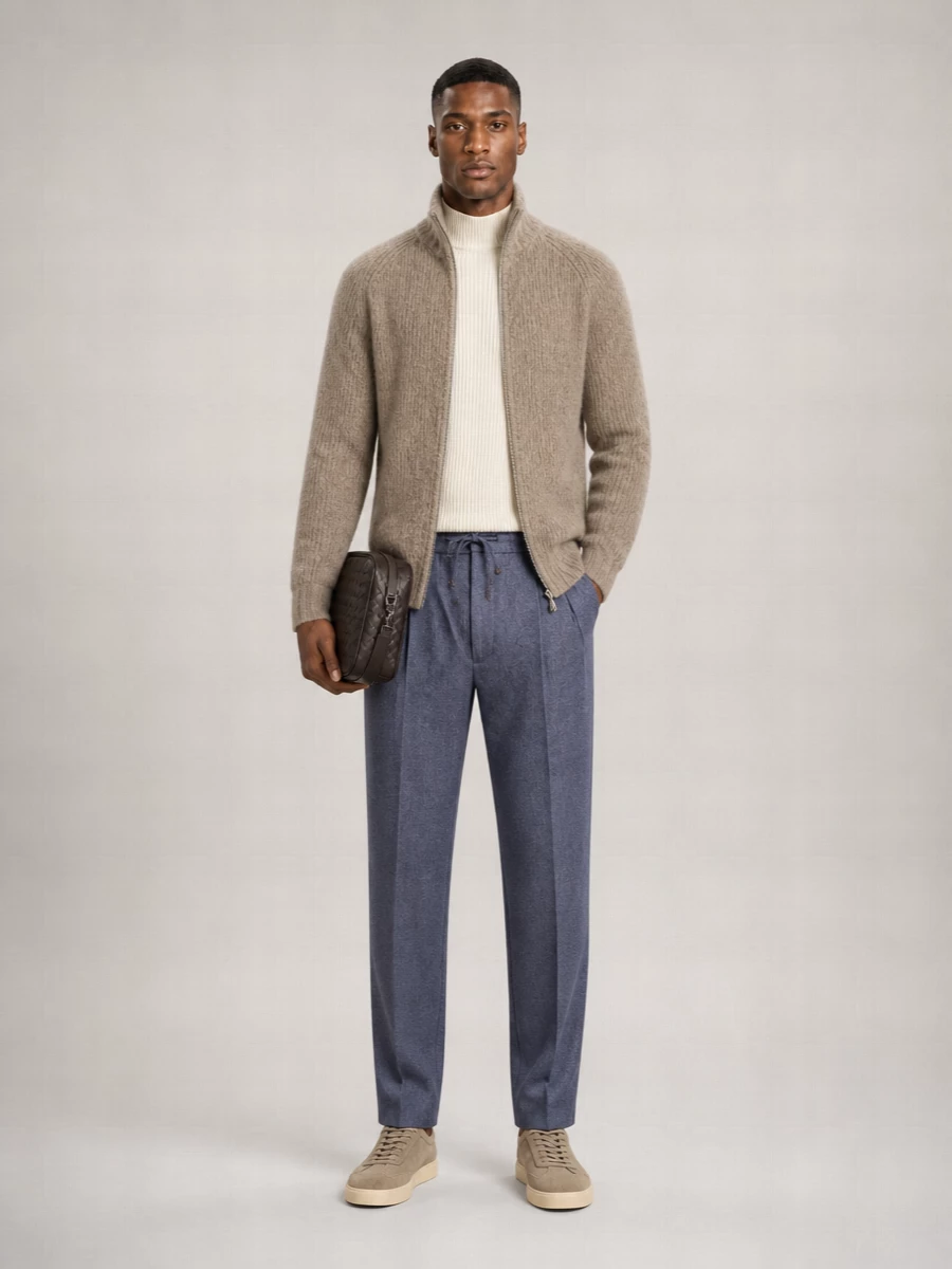 Brunello Cucinelli Cashmere Silk High-Neck Zip Cardigan