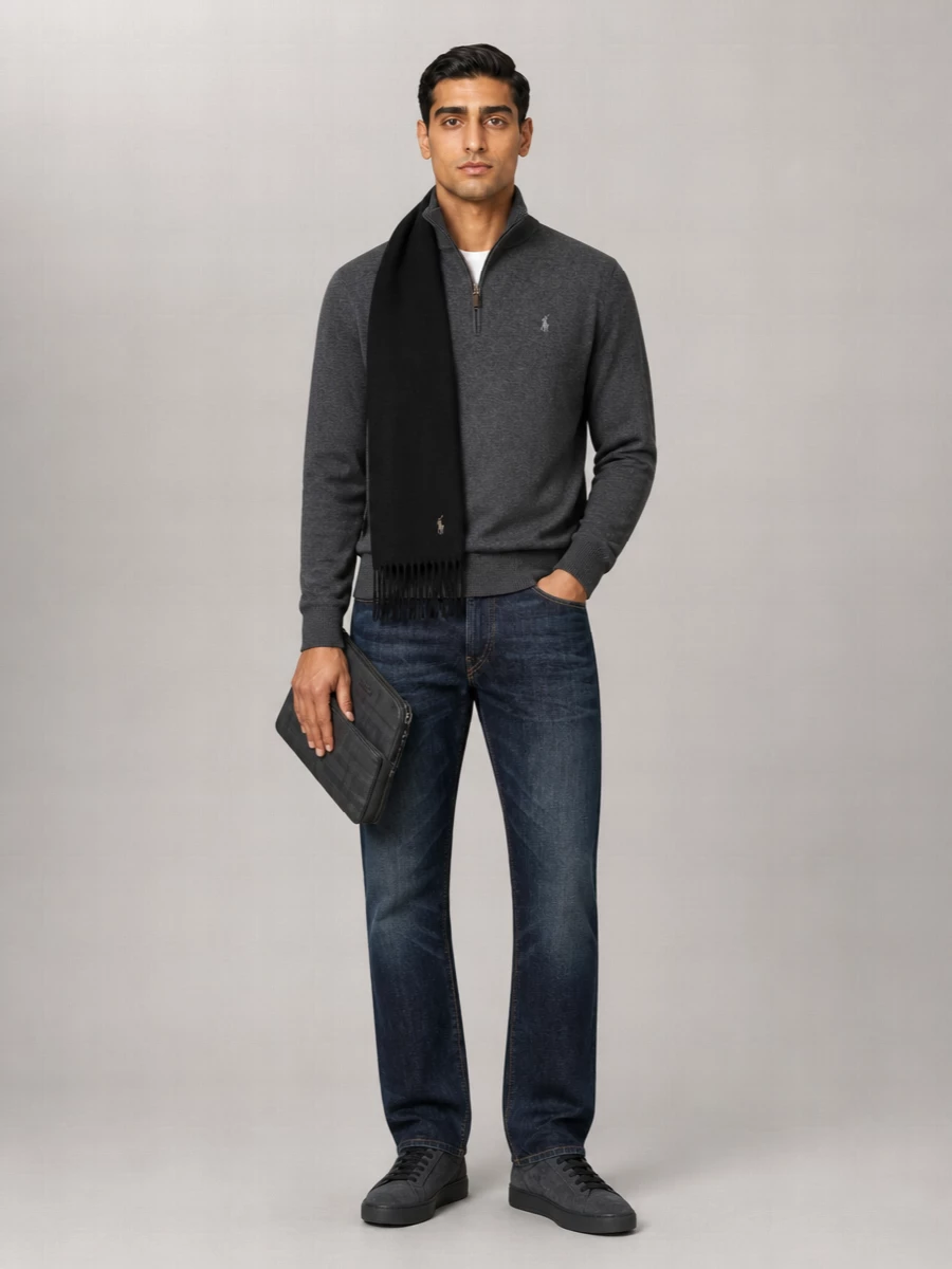 Polo Ralph Lauren Wool High Neck Half Zip Sweater