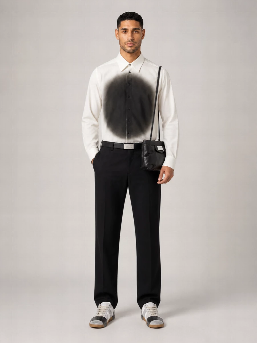Mm6 Maison Margiela Spray Print Cotton Shirt