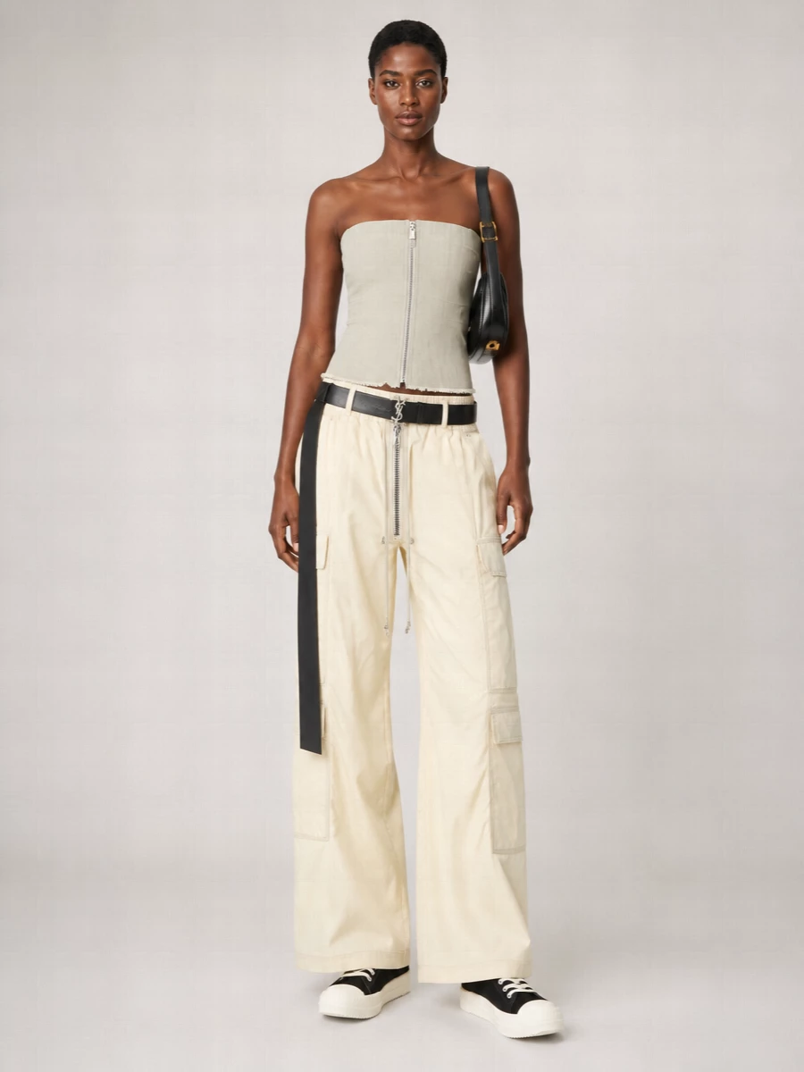 Rick Owens Drkshdw Denim Off-The-Shoulder Bustier Top