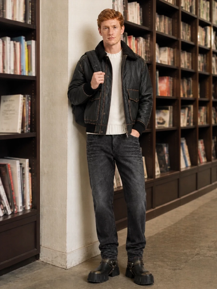 Dunst leather bomber diesel boots denim