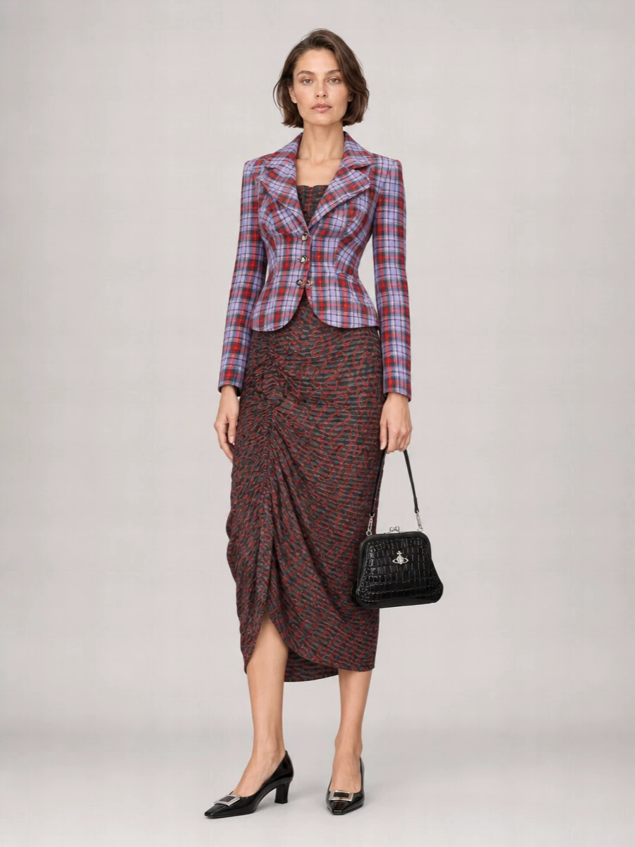 Vivienne Westwood Linen Checked Single-Breasted Blazer