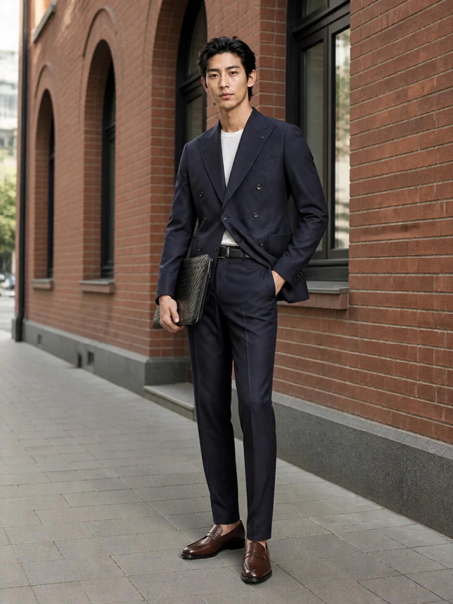 Tagliatore navy blazer pt torino trousers tods loafers