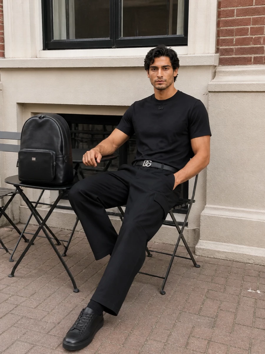 Dolce gabbana black cargo pants sneakers outfit