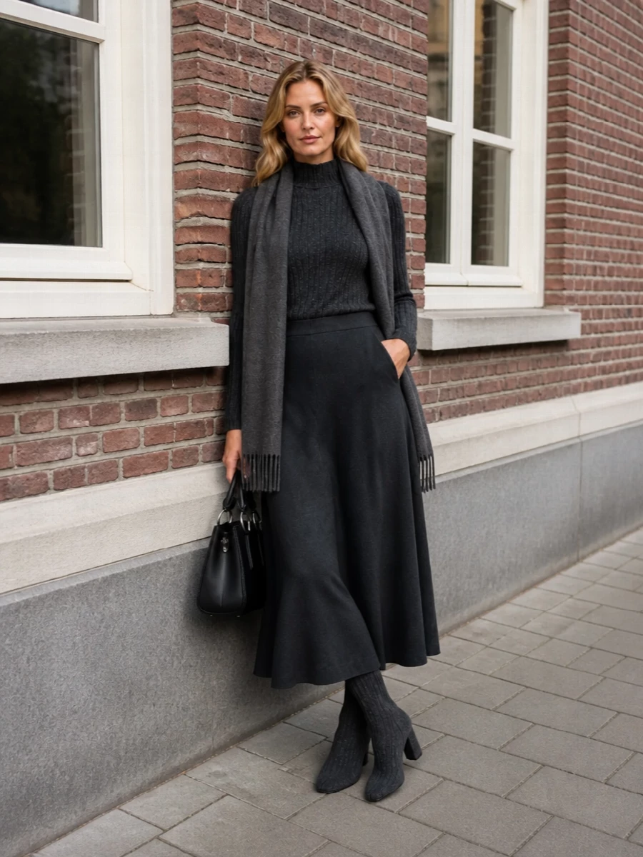 Fabiana filippi charcoal knit maxi skirt outfit