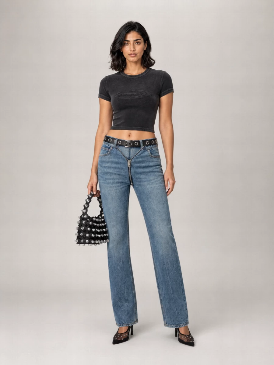 Alexander Wang Denim High-Rise Straight-Leg Jeans