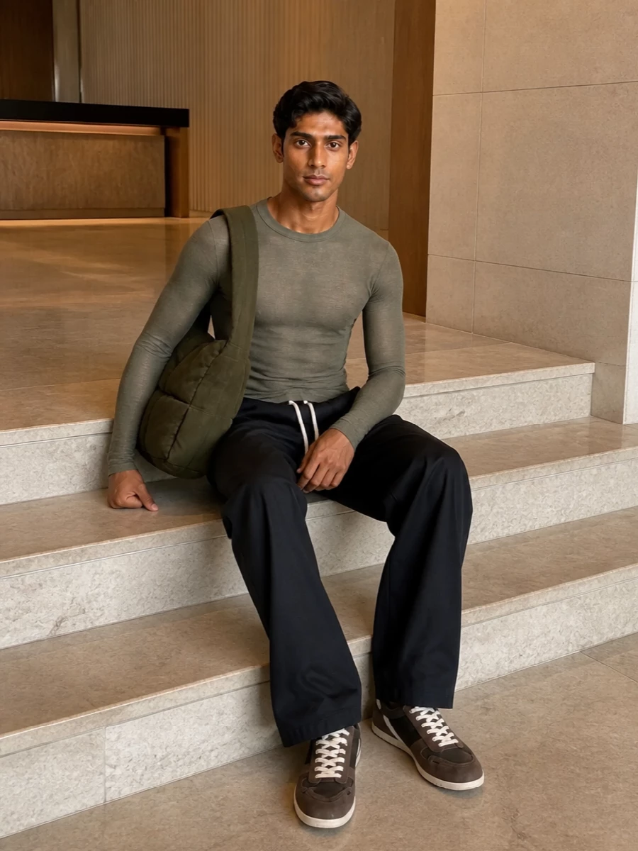 Rick owens moss knit black drawstring trousers
