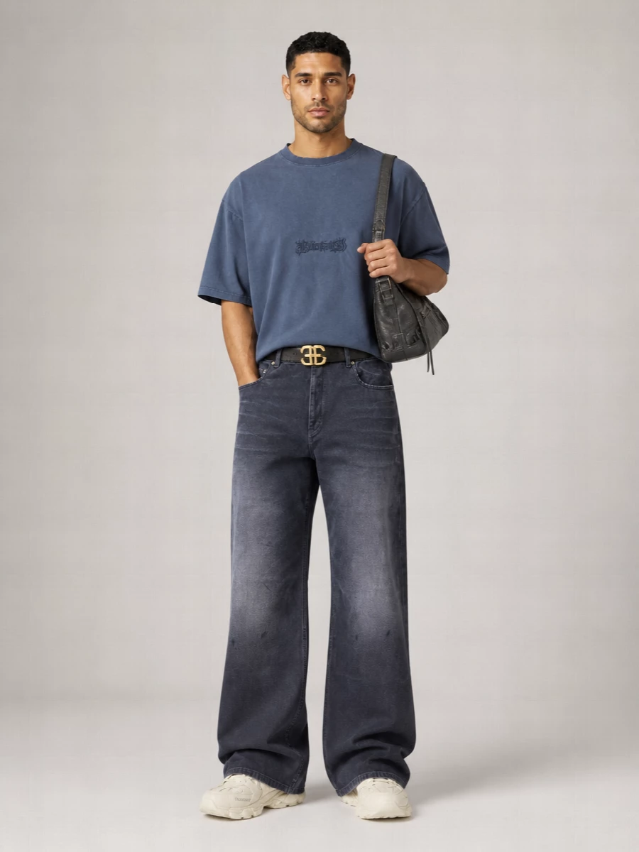 Balenciaga Denim Wide-Leg Jeans