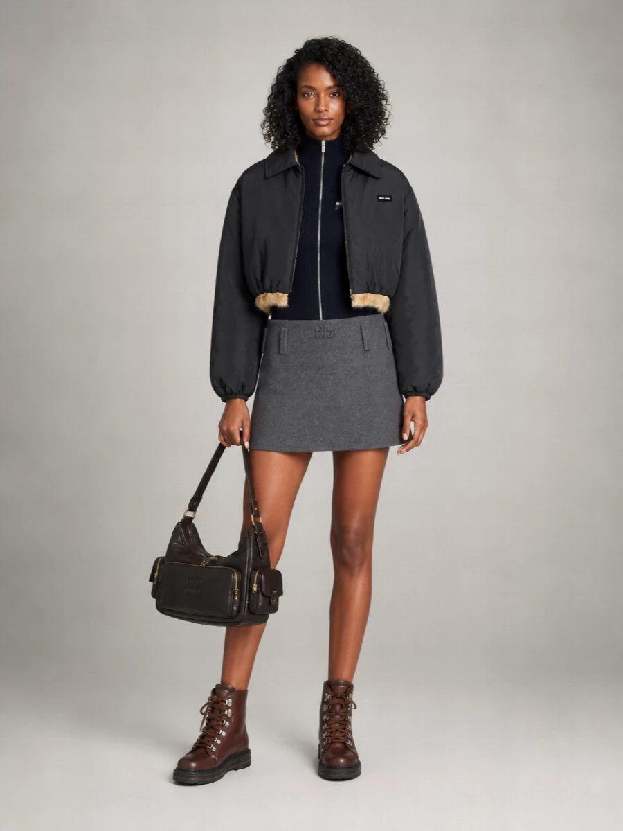 Miu Miu shearling hood technical jacket