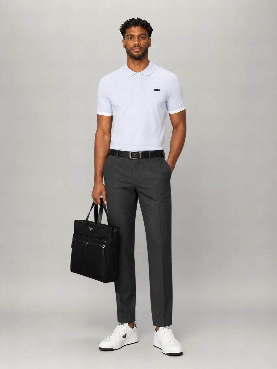 Prada Cotton Boxy-Fit Short-Sleeve Polo Shirt