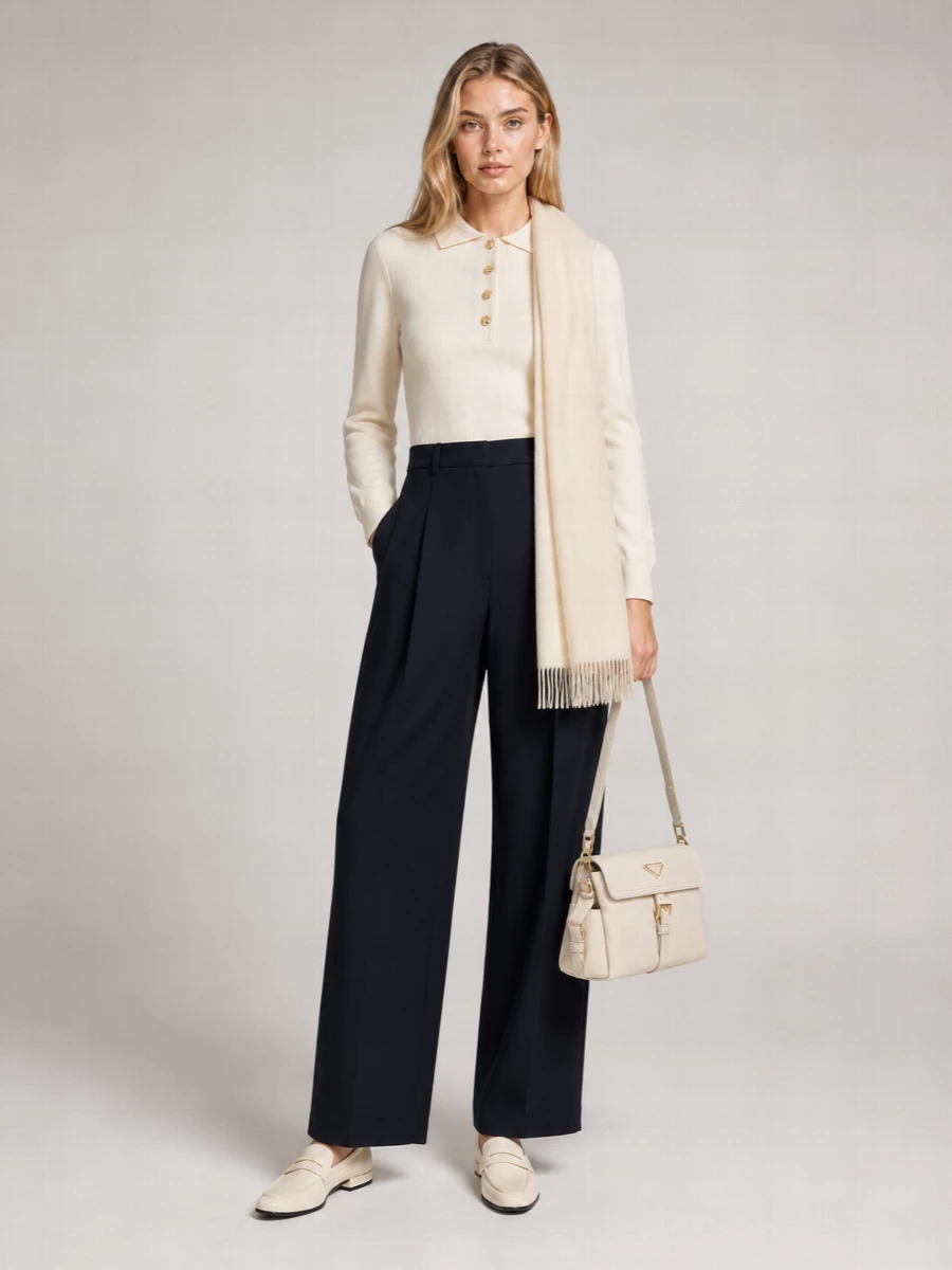 Blazé Milano Cashmere Wool Long-Sleeve Polo Top