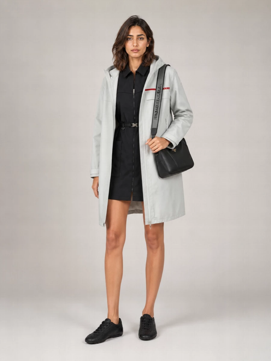 Prada Nylon Hooded Puffer With Elasticated Cuffs