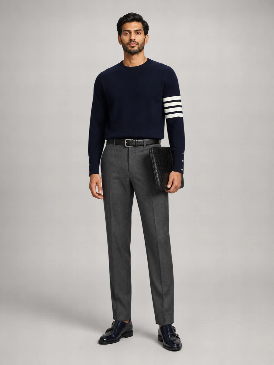 Thom Browne Cashmere Ribbed Crewneck Sweater