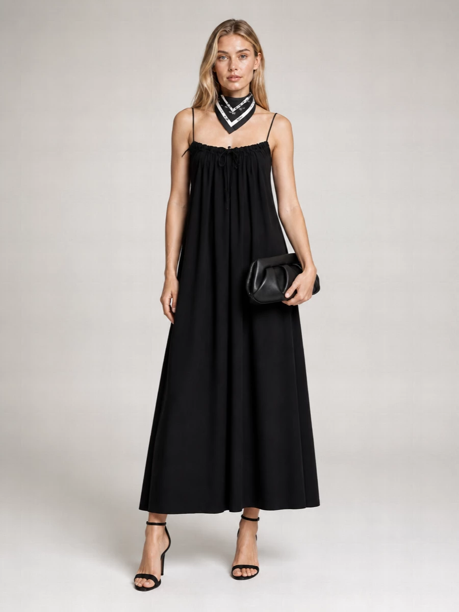 Studio Nicholson Cotton Strappy Gathered Maxi Dress