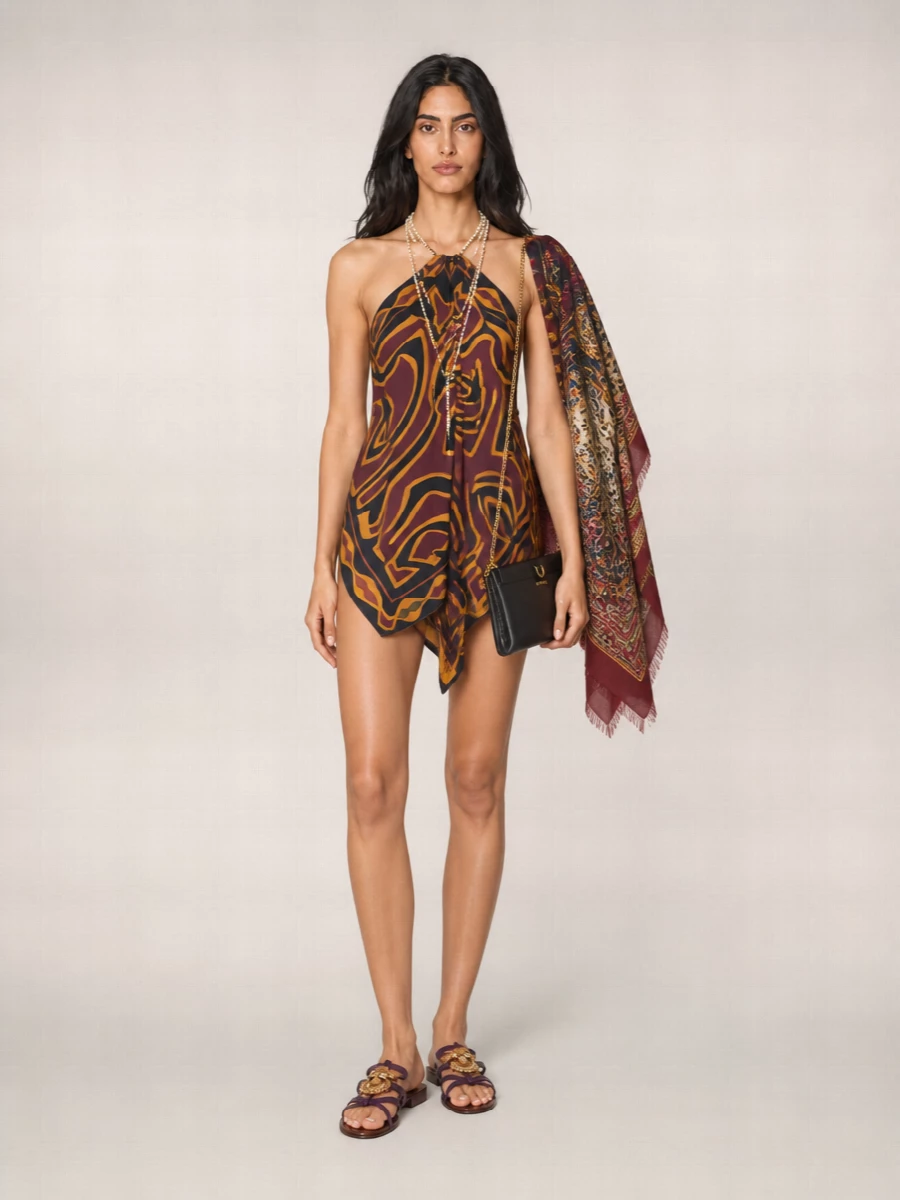 Pucci silk printed halterneck sleeveless beach top