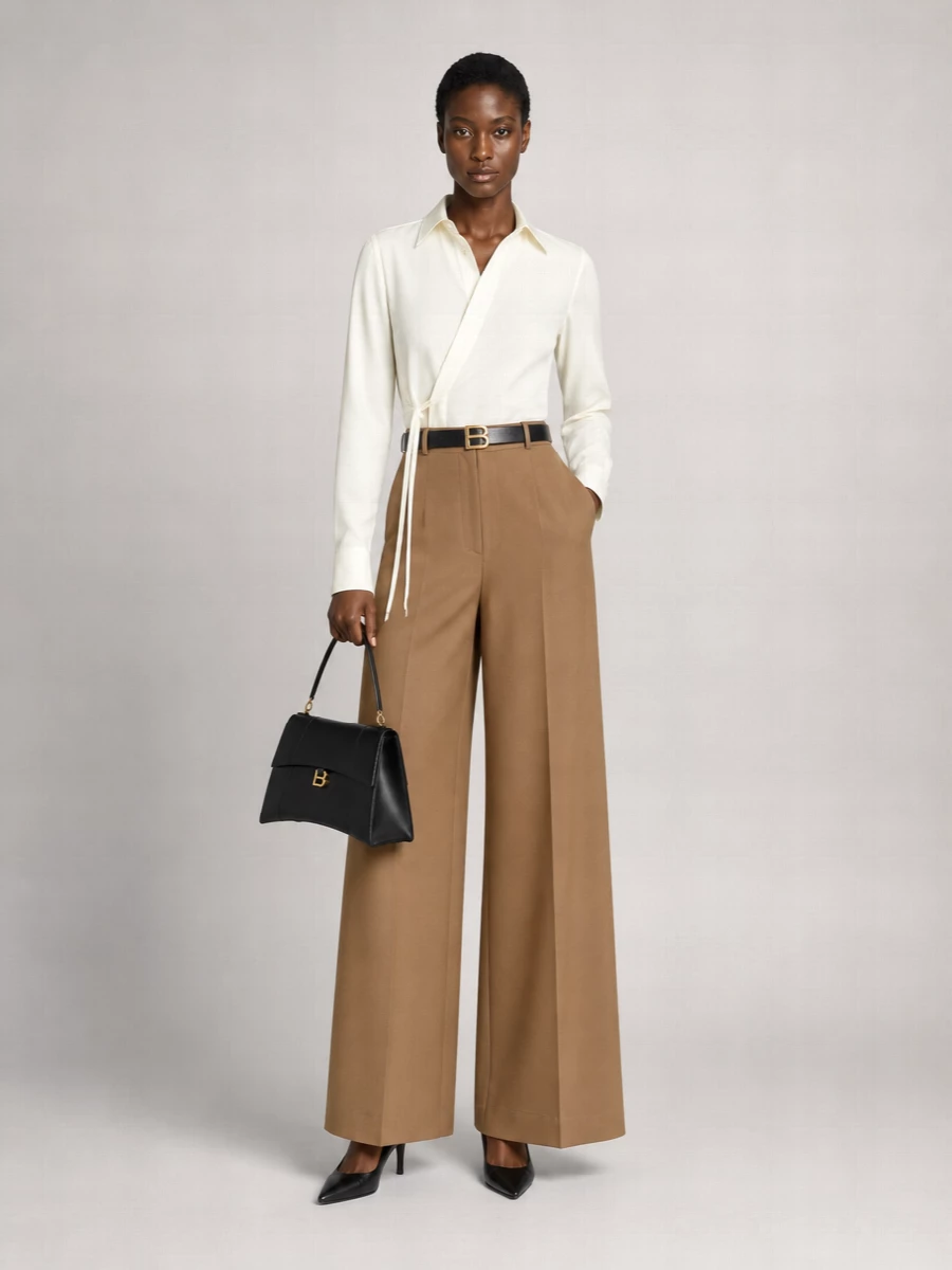 Balenciaga Cotton High-Rise Wide-Leg Trousers