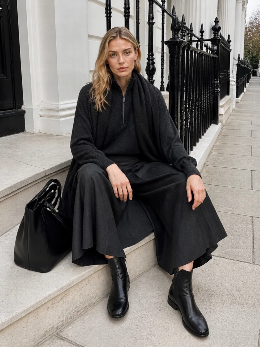 Rohe charcoal sweatshirt pleated trousers
