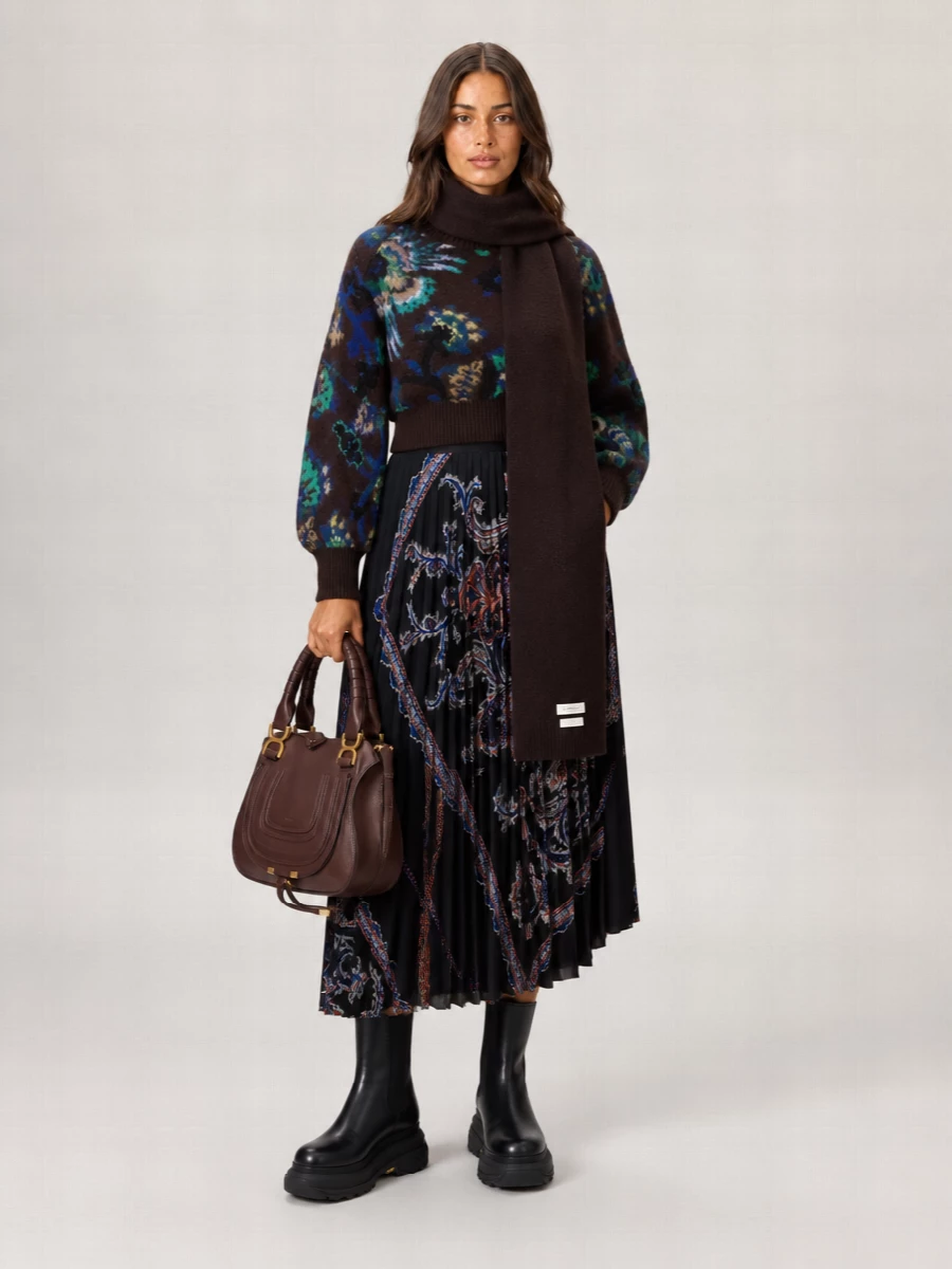Sacai Wool Floral-Jacquard Cropped Cardigan