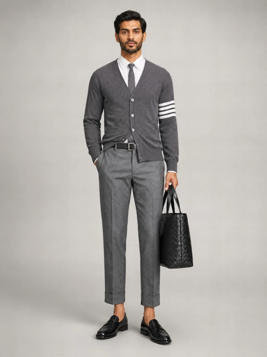 Thom Browne Cashmere Fine-Knit Relaxed-Fit V-Neck Cardigan