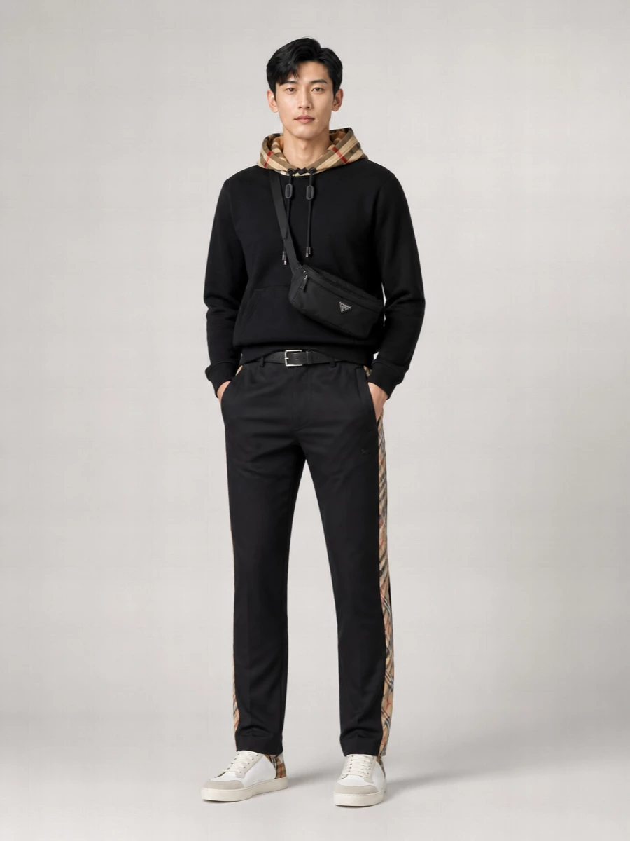 Burberry Straight Trousers With Elastic Waistband And Side Stripe