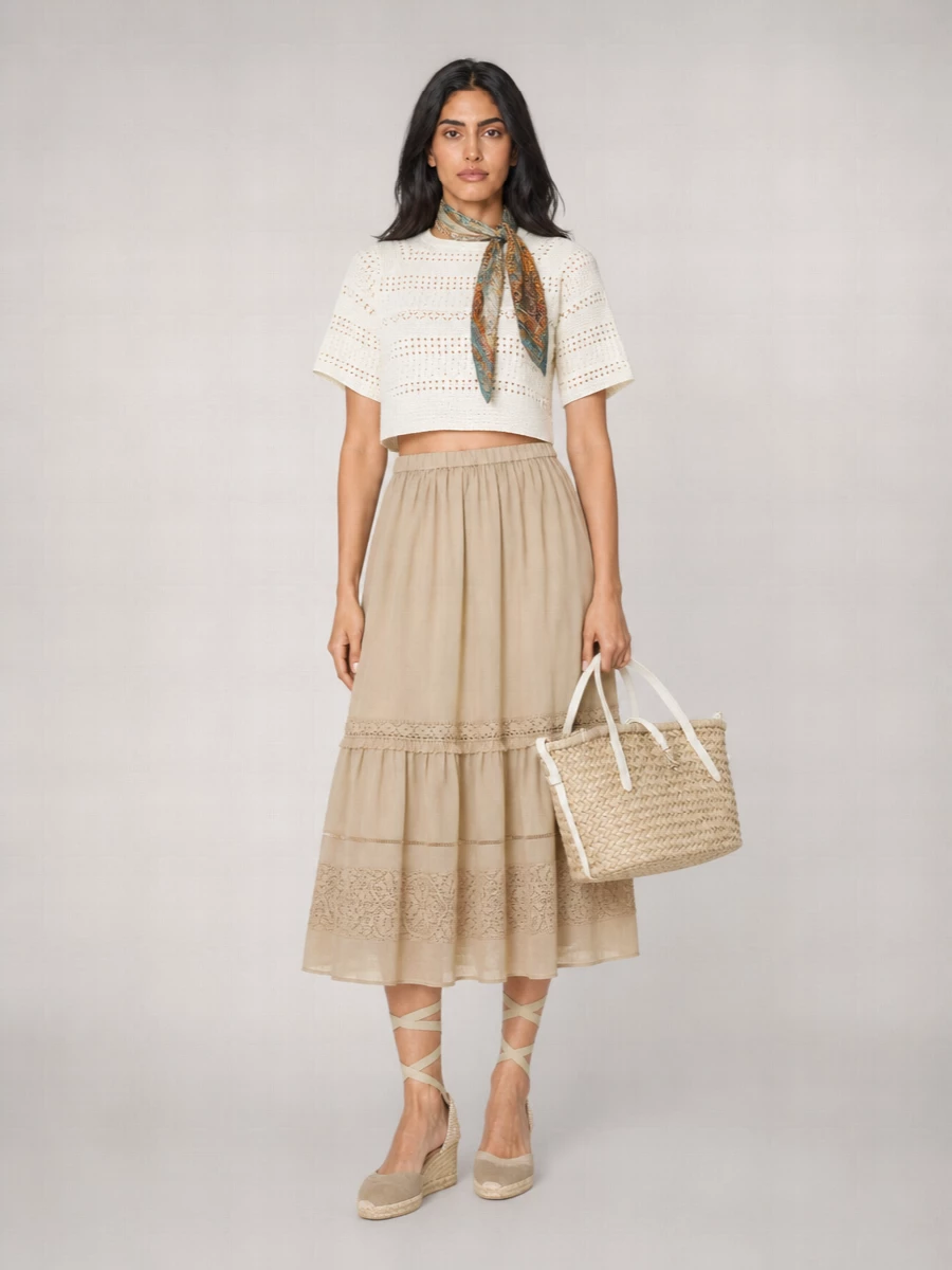 Weekend Max Mara Linen Long Flared Skirt