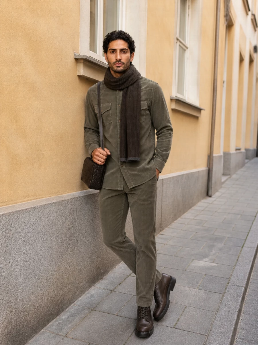 Brunello cucinelli western shirt corduroy trousers