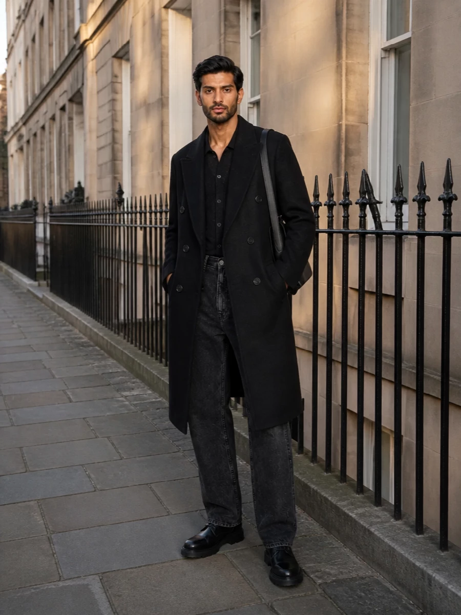 Our legacy black coat denim derby shoes