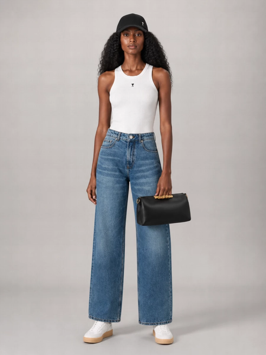 Ami Paris Leather Shoulder Bag