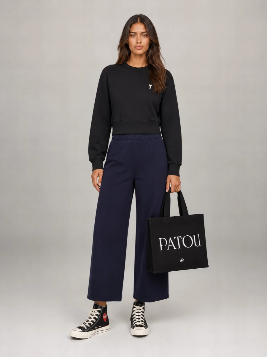 Patou Cotton Logo-Print Tote Bag
