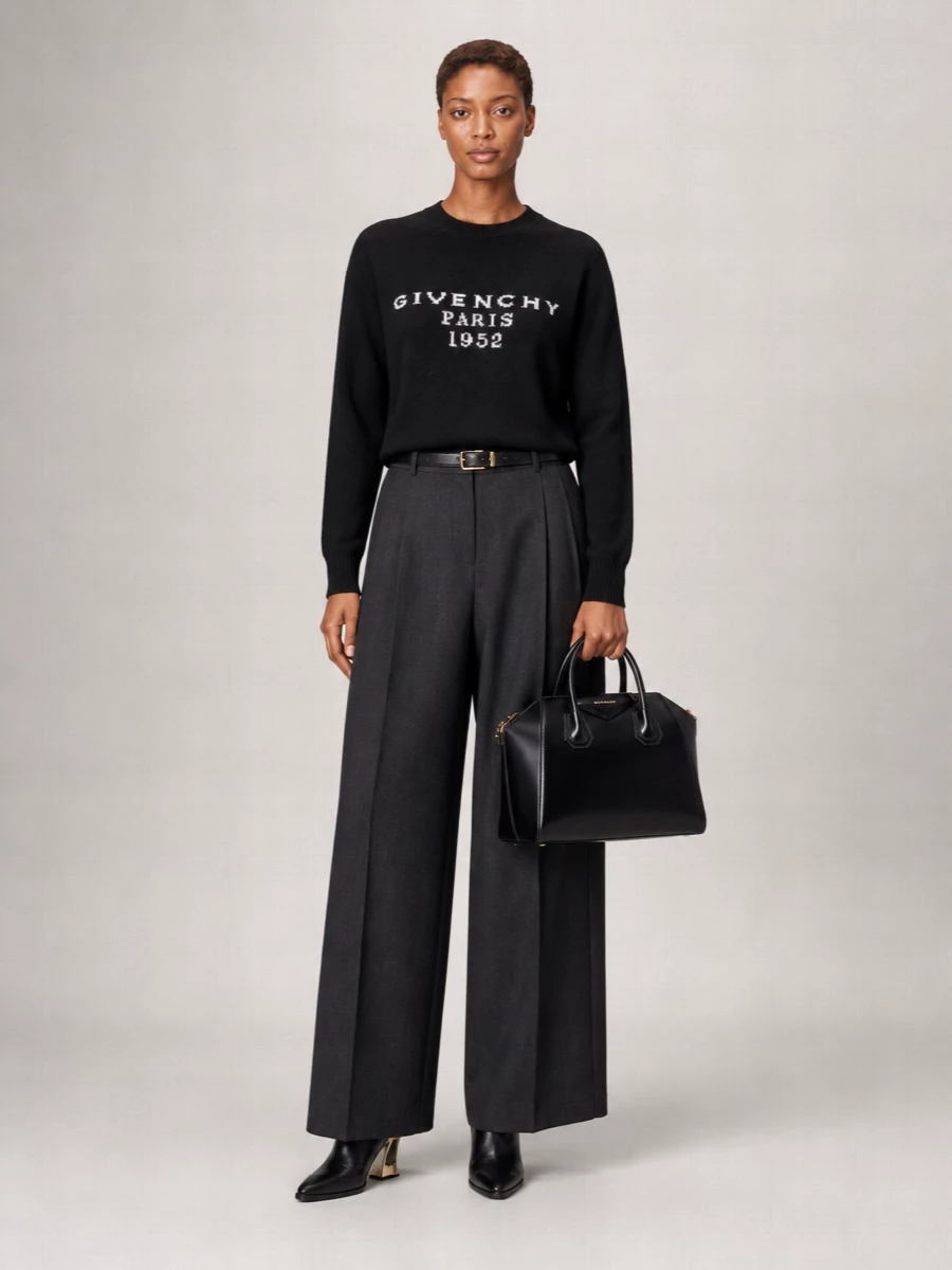 Givenchy Cashmere Wool Logo-Print Crewneck Jumper