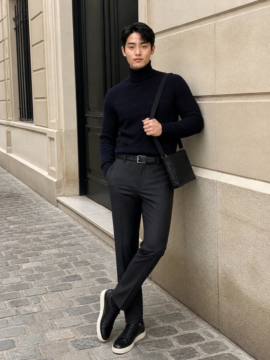 Bottega veneta mens turtleneck tailored trousers