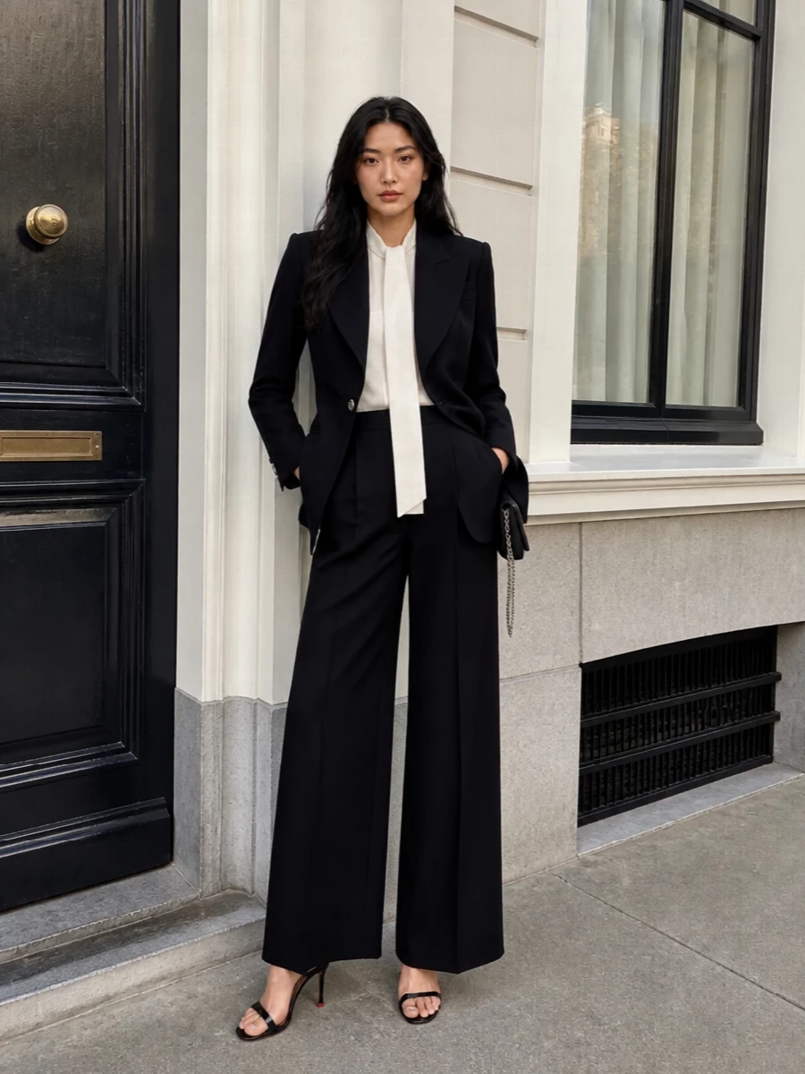 Alexander mcqueen blazer wide leg trousers outfit