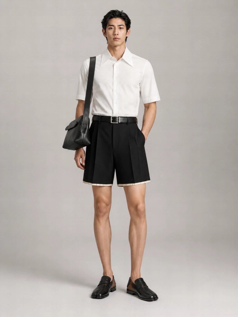 Maison Margiela Wool Pleated Tailored Bermuda Shorts