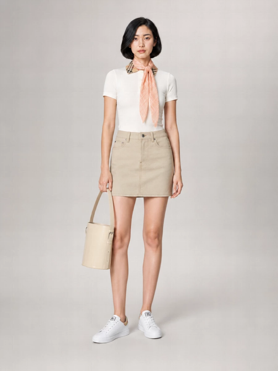 Burberry Denim Mini Straight Skirt