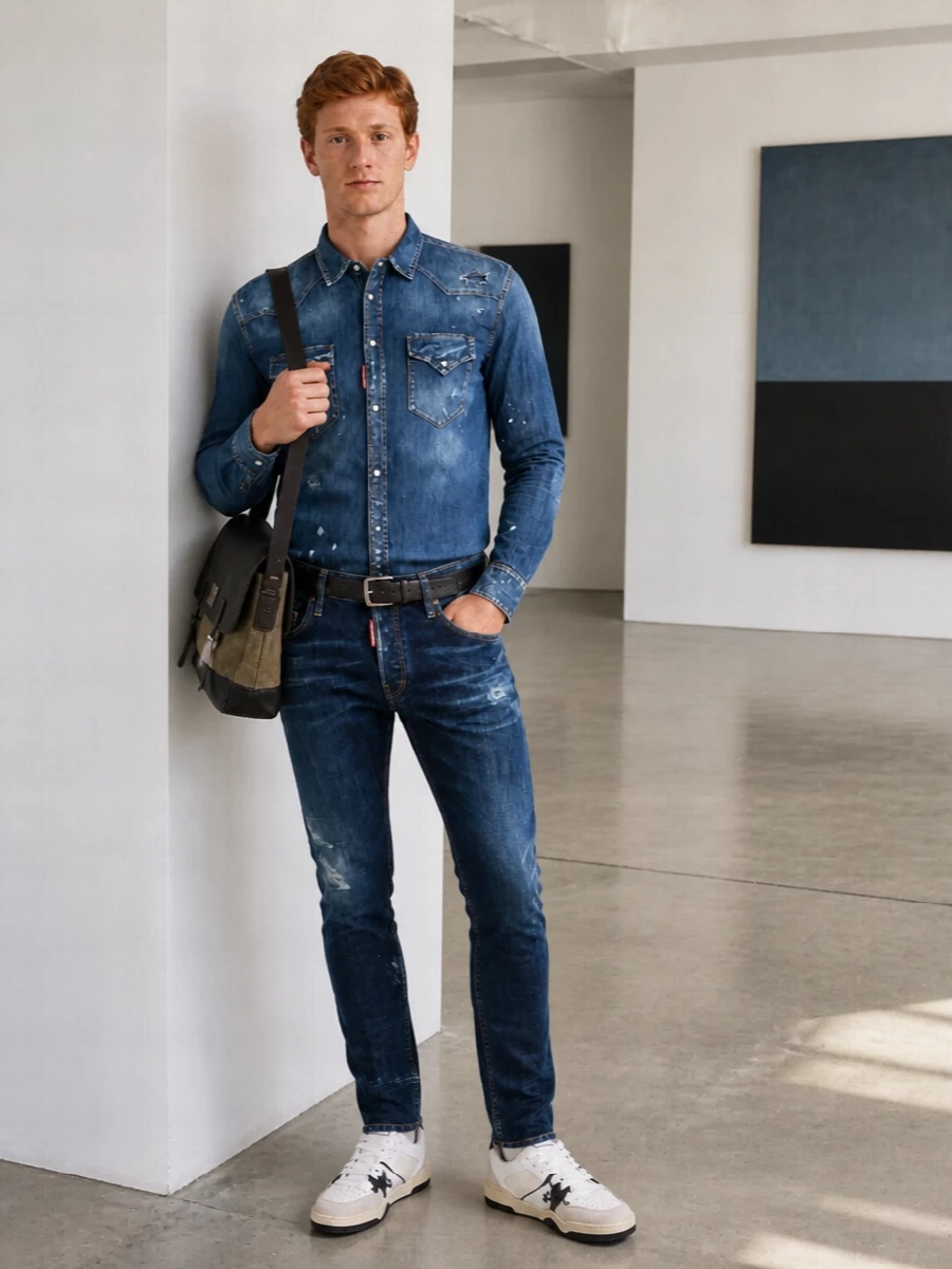Dsquared2 denim shirt slim jeans sneakers