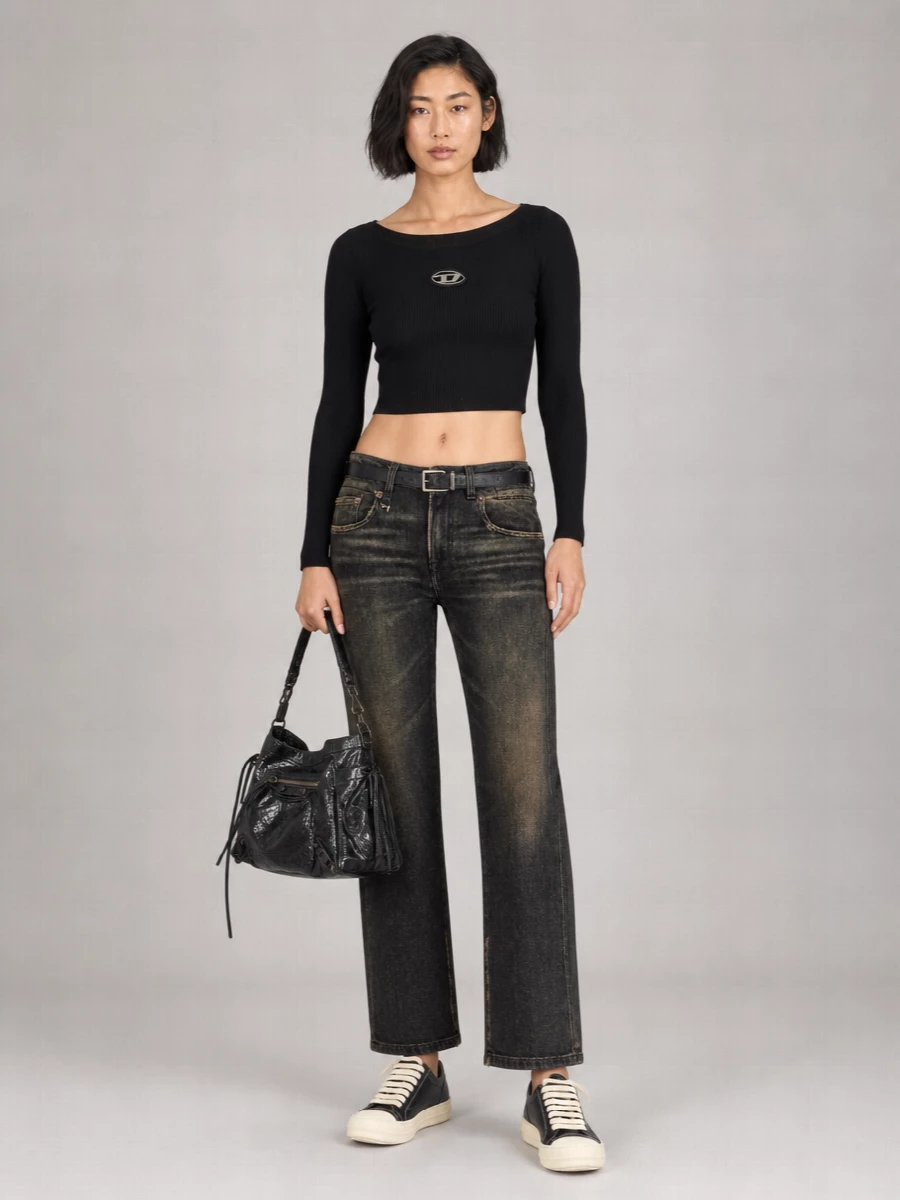 R13 Denim High-Rise Straight-Leg Jeans