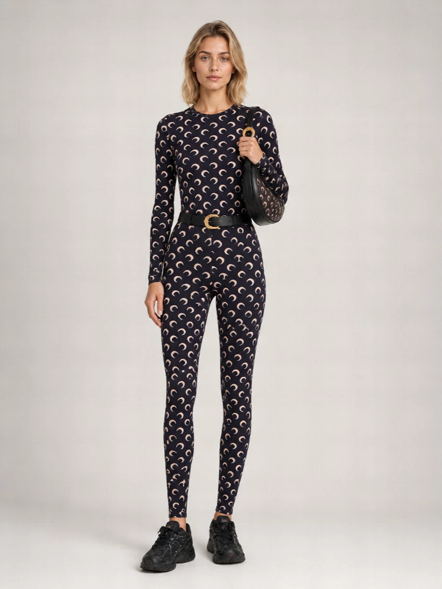 Marine Serre logo-print mesh leggings
