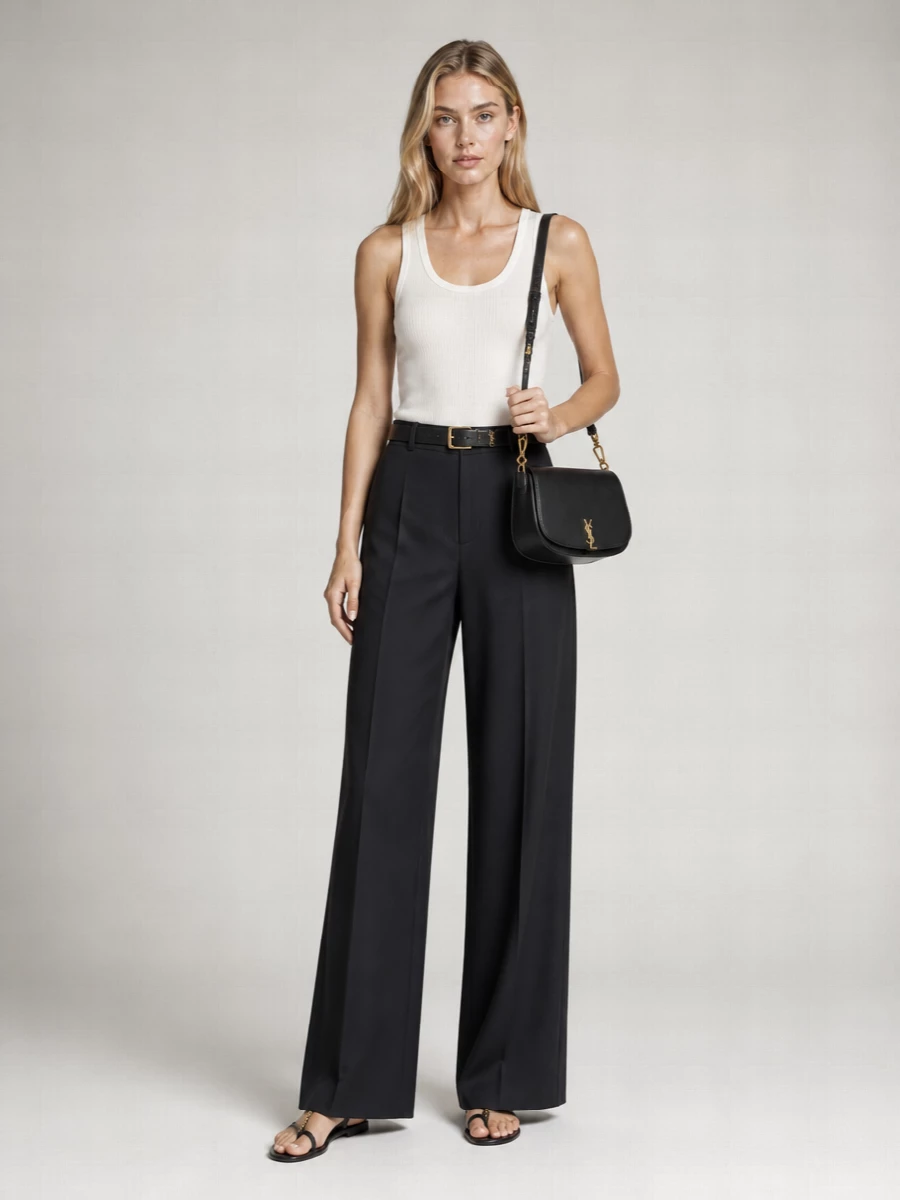 Saint Laurent Leather Cassandre Thong Sandals