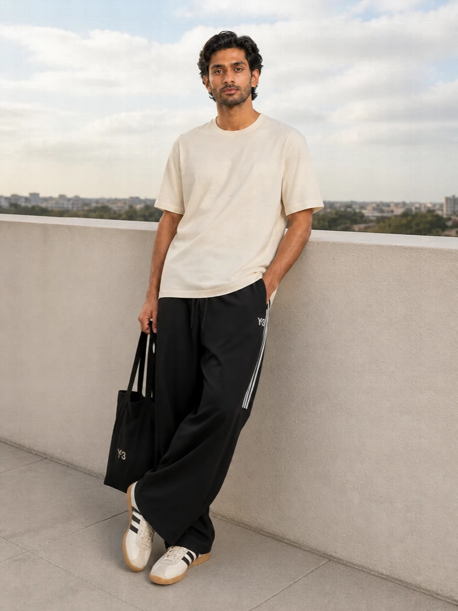 Y3 wide leg track pants adidas retro sneakers