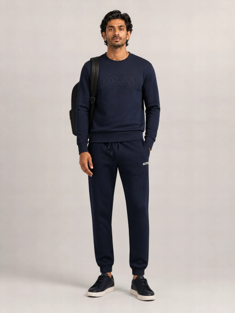 Boss Ribbed Cotton Sweatshirt