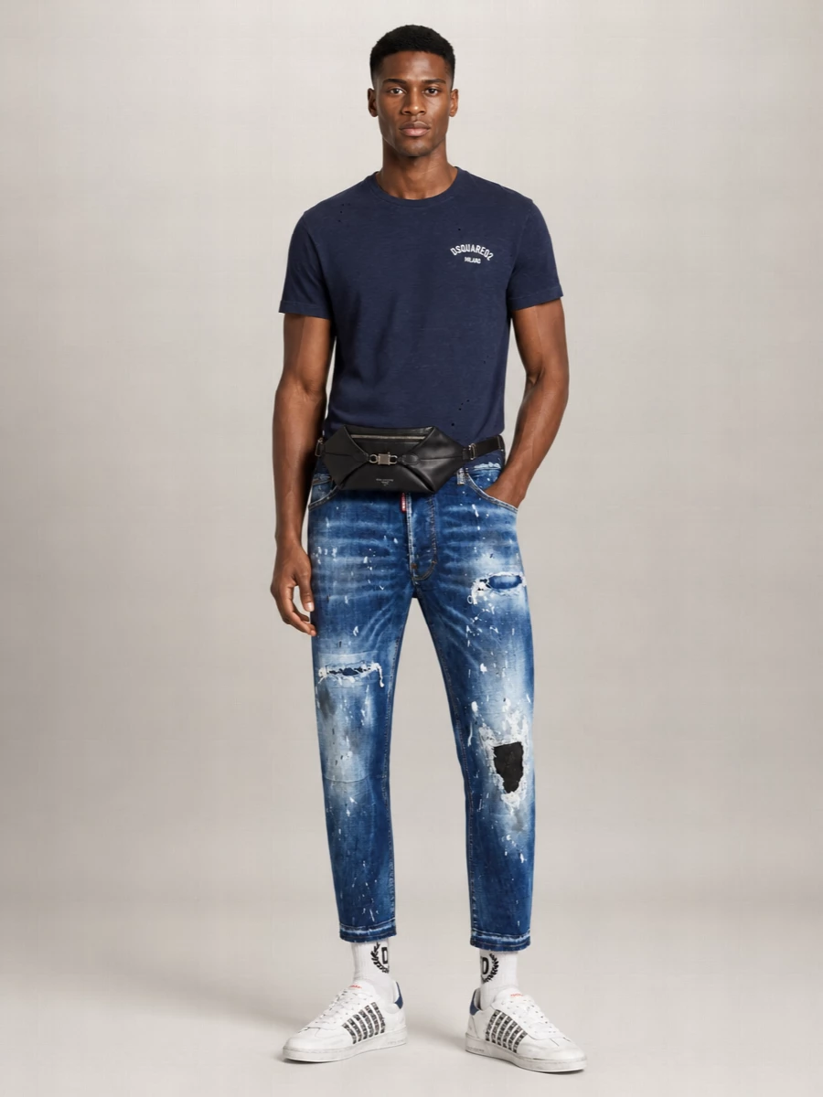 Dsquared2 Leather Straight-Leg Jeans