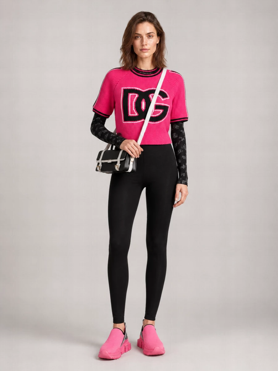 Dolce&Gabbana Ribbed Logo-Print Knit Sweater